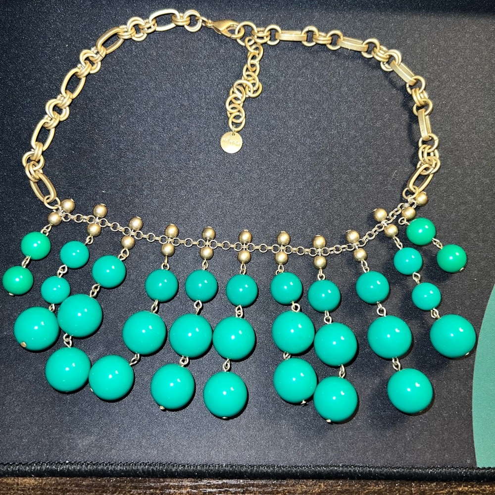 Stella & Dot Gold and Teal Statement Necklace - Picture 2 of 5